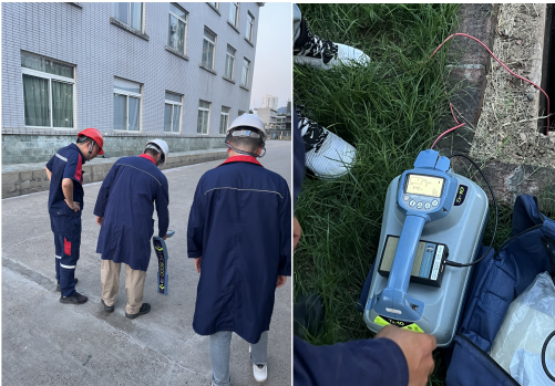 四川化工廠管線探測現(xiàn)場工作圖